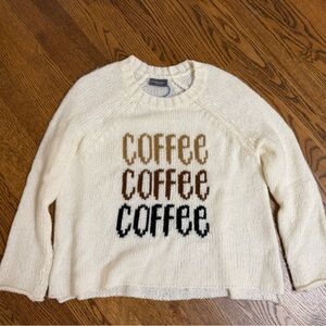 Wooden Ships Cream Sweater with Coffee Motif